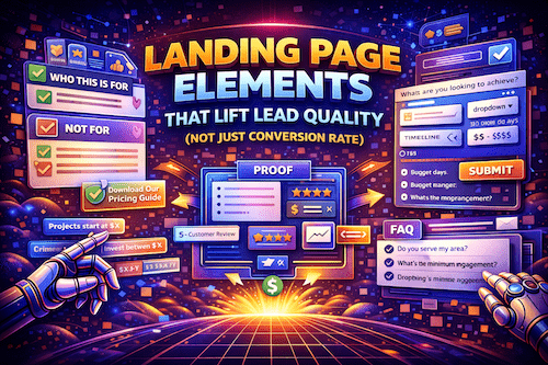 Landing page elements for lead quality improvement infographic.